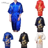 Áo choàng tắm lụa Satin Dragon tinh tế dành cho nam Áo choàng ngủ tinh tế