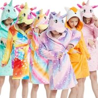 Áo choàng tắm ngủ có mũ trùm đầu thiết kế kỳ lân dành cho trẻ em