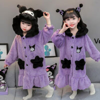 Áo choàng tắm Thu Đông Bé Gái Homewear Ấm Váy Ngủ Cho Bé San Hô Lông Cừu Flannel Váy Ngủ Trẻ Em 12.31 Bộ Đồ Ngủ