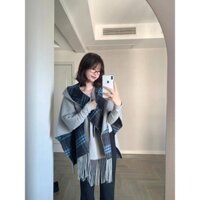 Áo choàng thu đông thu đông kẻ caro mặc hai mặt siêu đẹp cho nữ áo khoác họa sĩ phong cách lười Áo khoác Bộ Tua Rua