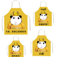 Áo choàng vải lanh nấu ăn vui nhộn cho cha mẹ và con, áo choàng không tay dễ thương cho năm Rồng, trang phục làm việc bốn mùa, họa tiết rồng cho quán ăn