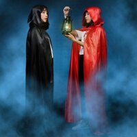 Áo choàng Vampire ma cà rồng hoá trang halloween, thần chết màu đỏ đen, áo choàng nhung cao cấp