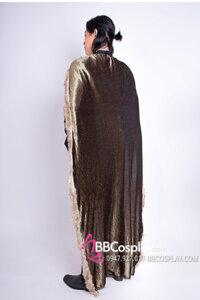 Áo Choàng Viền Lông Màu Trà Ánh Kim