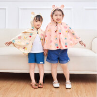 Áo chống nắng cho bé gái, áo choàng chống nắng tai thỏ chống tia UV cho bé gái chất cotton dày mịn MA22503
