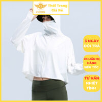 Áo Chống Nắng Dài Tay Nữ Dáng Croptop Basic Có Mũ Che Mặt GOSS GA546 Áo Khoác Nắng Nữ Chống Tia UV Mùa Hè Mát Nhẹ