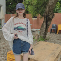 Áo chống nắng in họa tiết hoạt hình nổi tiếng Jiashucheng cho phụ nữ, mỏng và hơi trong suốt, áo thun dài tay mùa hè thoải mái và linh hoạt