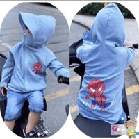 áo chống nắng nam in hình siêu nhân nhện size 12-32kg nón vành cứng - Hàng mới về