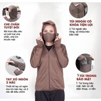 Áo chống nắng nữ 2 lớp lưới nách thông hơi kèm khẩu trang chống tia uv 99