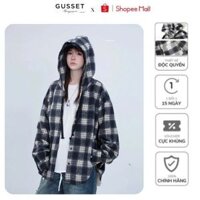 Áo Chống Nắng Sơ Mi Kẻ Dài Tay Unisex GUSSET ACN1 Vải Dạ Kẻ Dày Dặn Thoáng Mát
