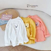 Áo cổ 3 phân dài tay cho bé có túi ngực xinh xắn chất cotton mềm mịn đi học đi chơi thoải mái Miniumbabyfashion A1605