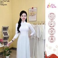 Áo Cổ Chữ U Màu Trắng Tinh Chất Vải Lụa Thái Tuấn