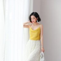 Áo cổ đổ 2 Dây lụa satin cao cấp