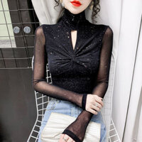 Áo cổ lọ đựng LỰU ĐẠN áo dài tay gợi cảm thon gọn thon gọn thon gọn phong cách Hàn Quốc cho nữ