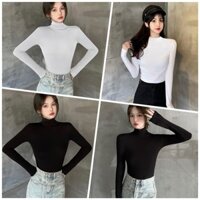 áo cổ lọ tay dài croptop