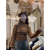 Áo Cổ Lọ Tay Dài Hở Vai Nữ Bigsize Thiết Kế Trung Năng Động Chất Gân Tăm Mềm Mại G223