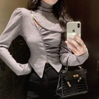 ÁO CỔ LỌ TAY DÀI PHỐI KHOÁ KÉO XÉO CÁ TÍNH LẮM LUÔN K4