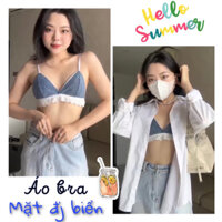(áo có mút ) Áo Bra dễ thương phối ren , có thể mặc đi biển - Handmade by Mimi house