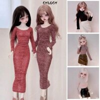 Áo cổ tròn CHLOCH, Áo len dệt kim búp bê Mini dễ thương thanh lịch, mặc thường ngày Phụ kiện DIY Váy da PU cho búp bê 1 / 4 BJD 45cm