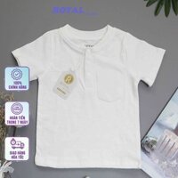 Áo cổ tròn cho bé trai, áo thun màu trắng cho bé từ 6 21kg