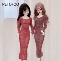 Áo cổ tròn PETOFQQ, Phụ kiện DIY thanh lịch Áo len dệt kim búp bê, Mặc thường ngày Váy da PU Mini dễ thương cho búp bê 1 / 4 BJD 45cm
