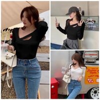 áo cổ u dây chéo tay dài