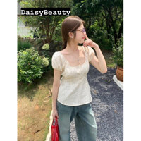 Áo Cổ Vuông Hoa Nhí Siêu Xinh Cho Mùa Hè Phong Cách Hàn Quốc Nhẹ Nhàng