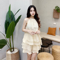 Áo cổ yếm ren hoạ tiết hoa