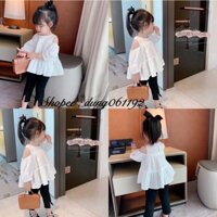 Áo cộc bé gái trễ vai babydoll cho bé gái ( hàng sẵn,chất vải thô mát)