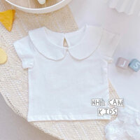 Áo Cộc Tay Cho Bé , Áo Trắng Cổ Sen Cộc Tay Chất Cotton Cho Bé Gái - Nhà Cam