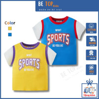 Áo cộc tay cho bé BeTop màu xanh, vàng, Áo cộc cho bé trai họa tiết Sprorts 1-10 tuổi-BeTopKids
