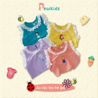Áo cộc tay cho bé gái Dewkids vải cotton thoáng mát, tay phối bèo điệu đà nữ tính