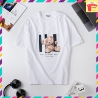 Áo cộc tay cho bé gái size đại 13-20 tuổi hình Gấu và chữ nice, Áo kiểu trẻ em vải cotton co giãn thấm hút mồ hôi