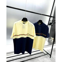 Áo cộc tay cổ tròn thời trang nam nữ có hoạ tiết phối mầu, Áo phông phong cách trẻ trung btshop từ 45 đến 75 kg.