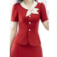 Áo công sở dáng peplum cổ thuyền, mềm mại Thiết kế dáng áo peplum nhẹ nhàng cùng họa tiết cổ ba lá tinh tế , sang trọng