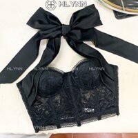 Áo corset ren phối nơ lụa satin mặc 2 kiểu m169