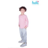 Áo cotton kẻ cổ trụ bé trai Haki - Đỏ, xanh TH059