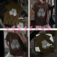 Áo cotton khô LION 3158 cộc tay form rộng/ Áo thun cổ tròn, tay lỡ kiểu dáng Hàn Quốc ulzzang_veestore