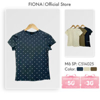 Áo cotton nữ FIONA dáng ôm áo baby tee cổ tròn họa tiết chấm bi freesize phù hợp đi làm đi chơi C514025