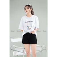 Áo Cotton trăng Form rộng in Vacation Toson AP111W52