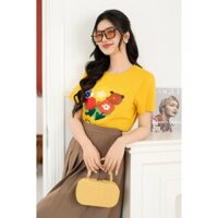 Áo cotton vàng in hình bông hoa sắc màu AP537V24  TOSON