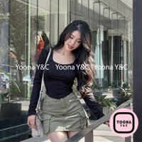 Áo Crop Gân Hở Lưng Chéo Siêu Xinh , Tôn Dáng Yoona 3576
