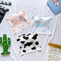 ÁO CROP TOP 2 DÂY BÒ SỮA ULZZANG CÓ MÚT NGỰC - Cam