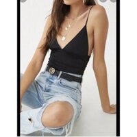 Áo crop top bralette đen f21 VNXK croptop hai dây cổ V sexy hở lưng xuất khẩu dư xịn