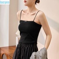Áo Crop Top không tay LACYES, Áo Crop Top ren nơ Slim Fit dành cho nữ, Áo ngực không dấu vết ngọt ngào Áo ngực Hàn Quốc có miếng đệm yếm Lady