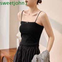 Áo Crop Top không tay SWEETJOHN, Áo ba lỗ ren không dấu vết dành cho nữ, Áo lót phù hợp với áo ngực Hàn Quốc Slim Fit có miếng đệm cho bé gái