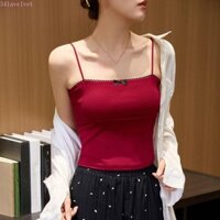 Áo Crop Top không tay LAVELVET, Áo ba lỗ ren mỏng vừa vặn dành cho nữ, Áo ngực không dấu vết thời trang Áo ngực Hàn Quốc có miếng đệm Áo hai dây mùa hè