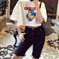Áo crop top nữ, áo thun teen, áo nữ tay dài áo teen áo hot girl - Trắng,Free size