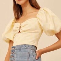 Áo crop top tay bồng