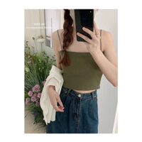 Áo croptop 2 dây Cao Cấp len tăm nữ Bản nhỏ Áo hai dây sợi bún croptop nữ sexy