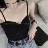 Áo croptop 2 dây đen